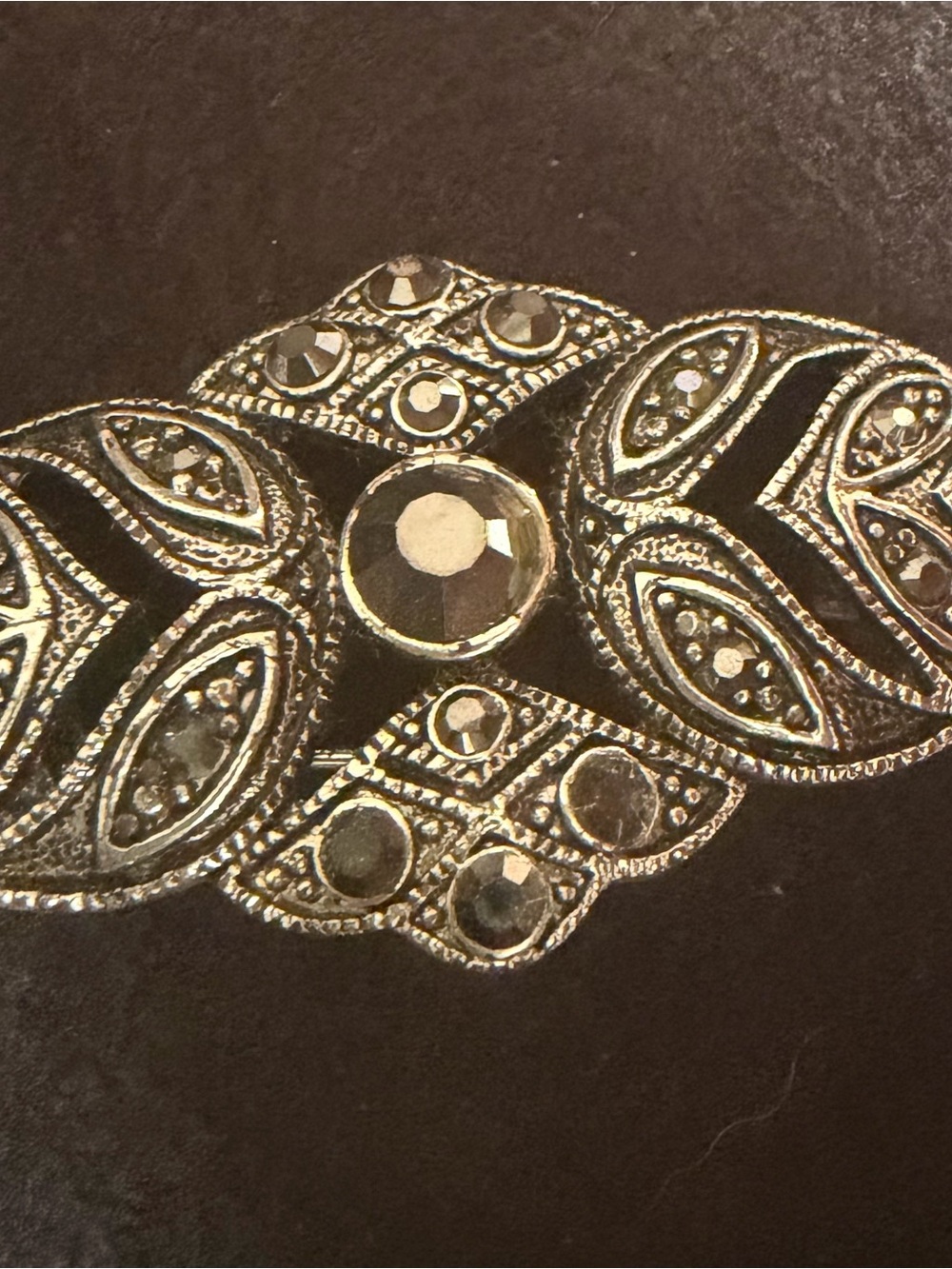 Silver-Tone Crystal Marcasite Statement brooch